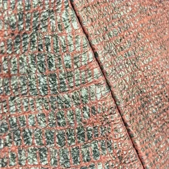 Guillaume Burgundy Snake-Print Genuine Leather‎ Jacket Medium Zip Pockets - Picture 9 of 14